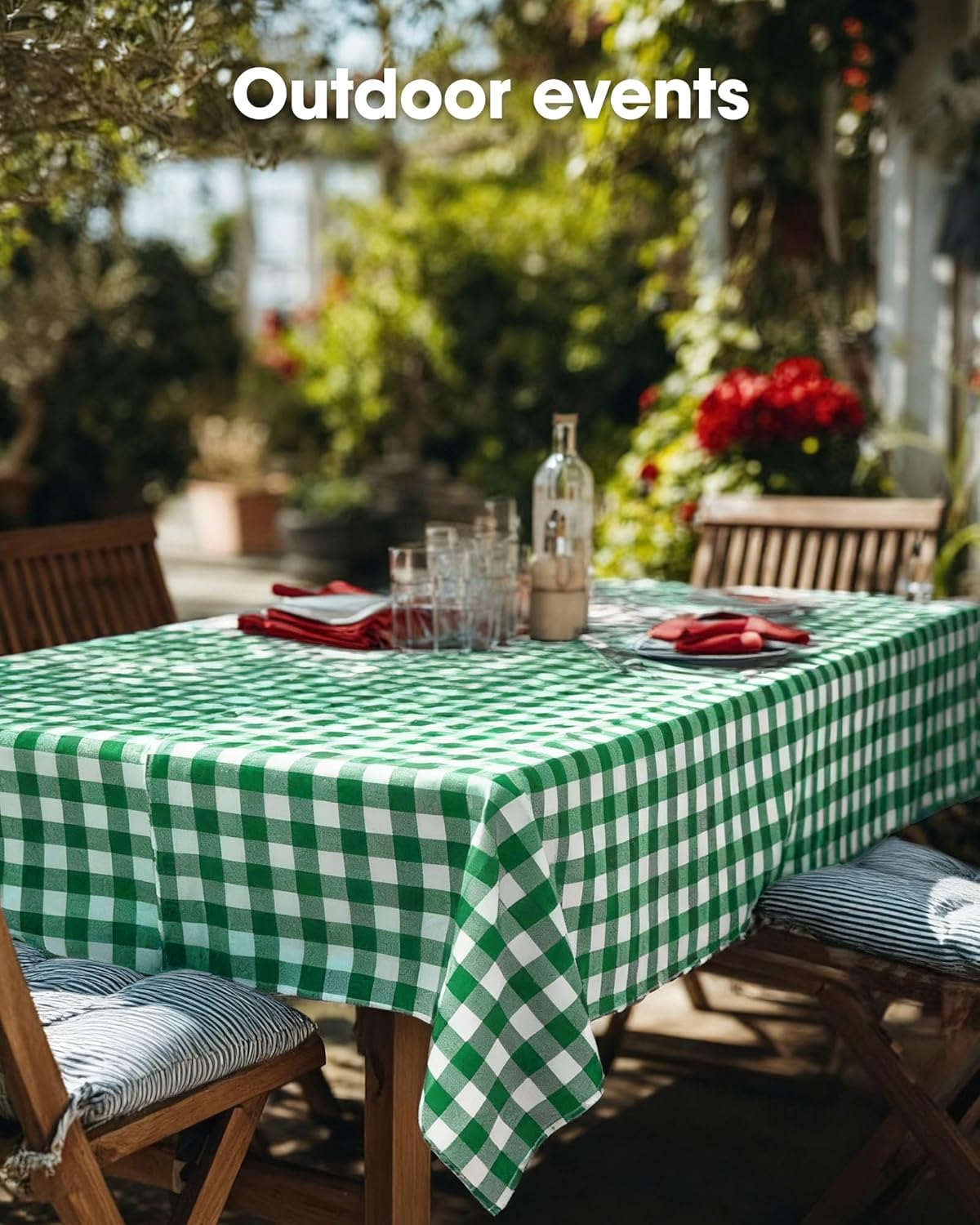 Pureegg Premium Disposable Table Covers - 10 Pack 54x108 Inch Black for Rectangular Tables | Green Plaid Design