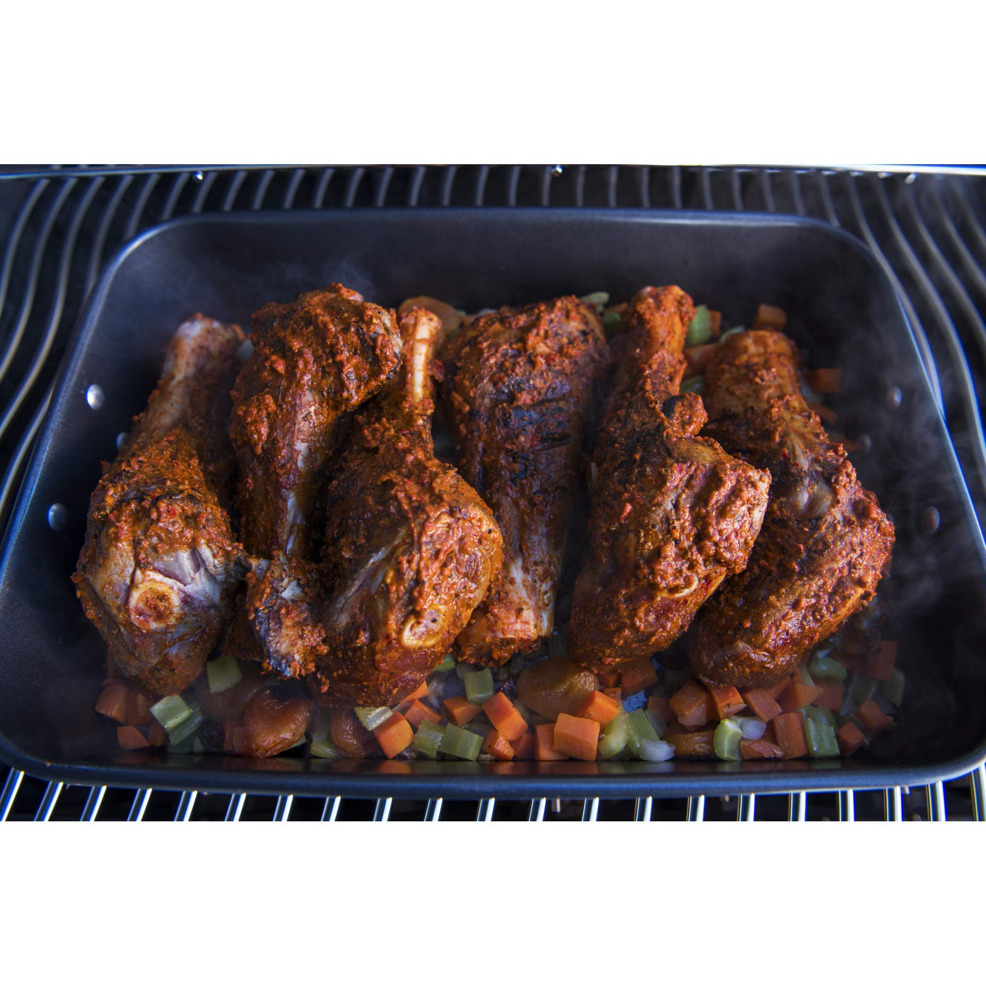 Napoleon Grill Roasting Pan - Porcelain Enameled, Drop-in Roasting Pan, 17.75 in x 28.6 in, Fits Prestige/Prestige PRO/Rogue Grills, Retractable Handles