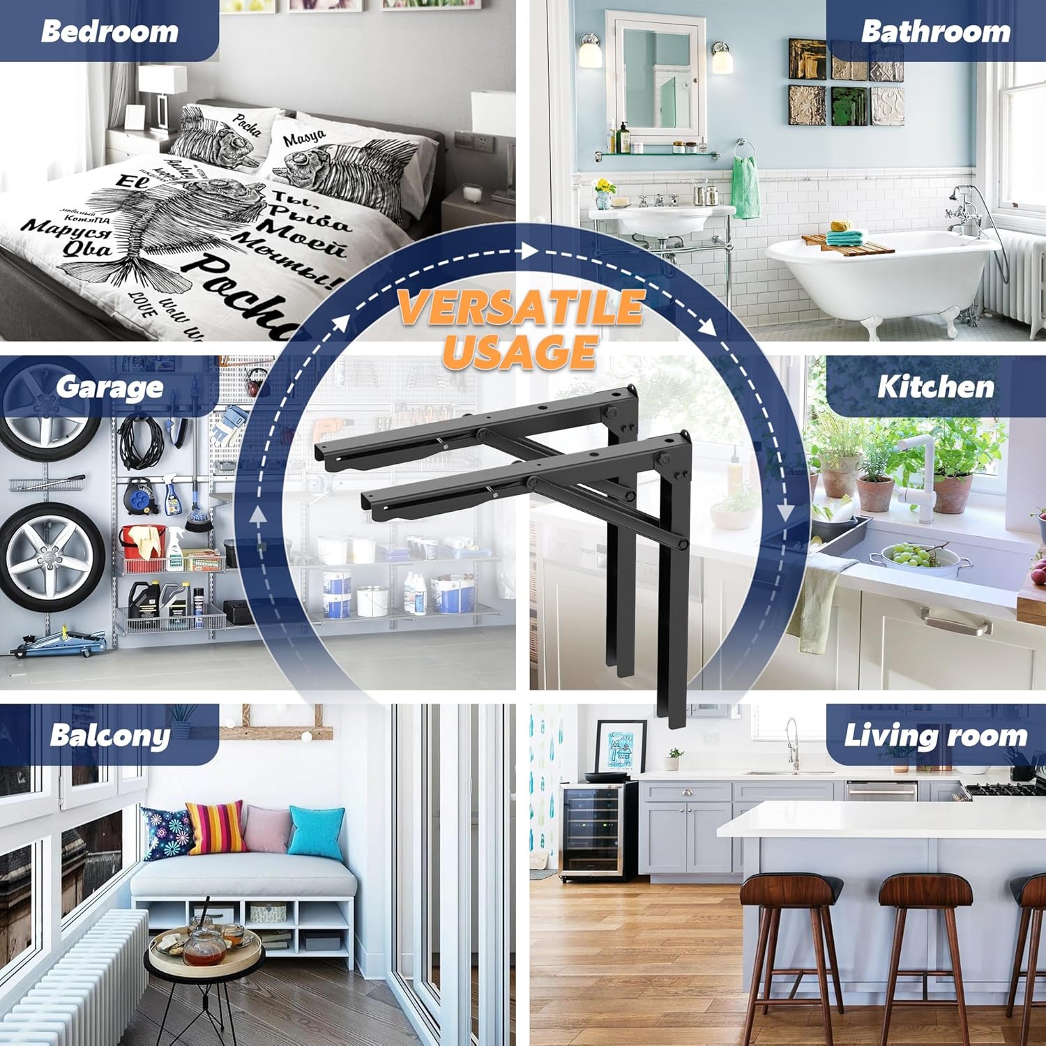 Ultrawall Heavy Duty Folding Shelf Brackets - Sturdy 18 Inch Collapsible Design | Max Load 550lb, 2 Pack