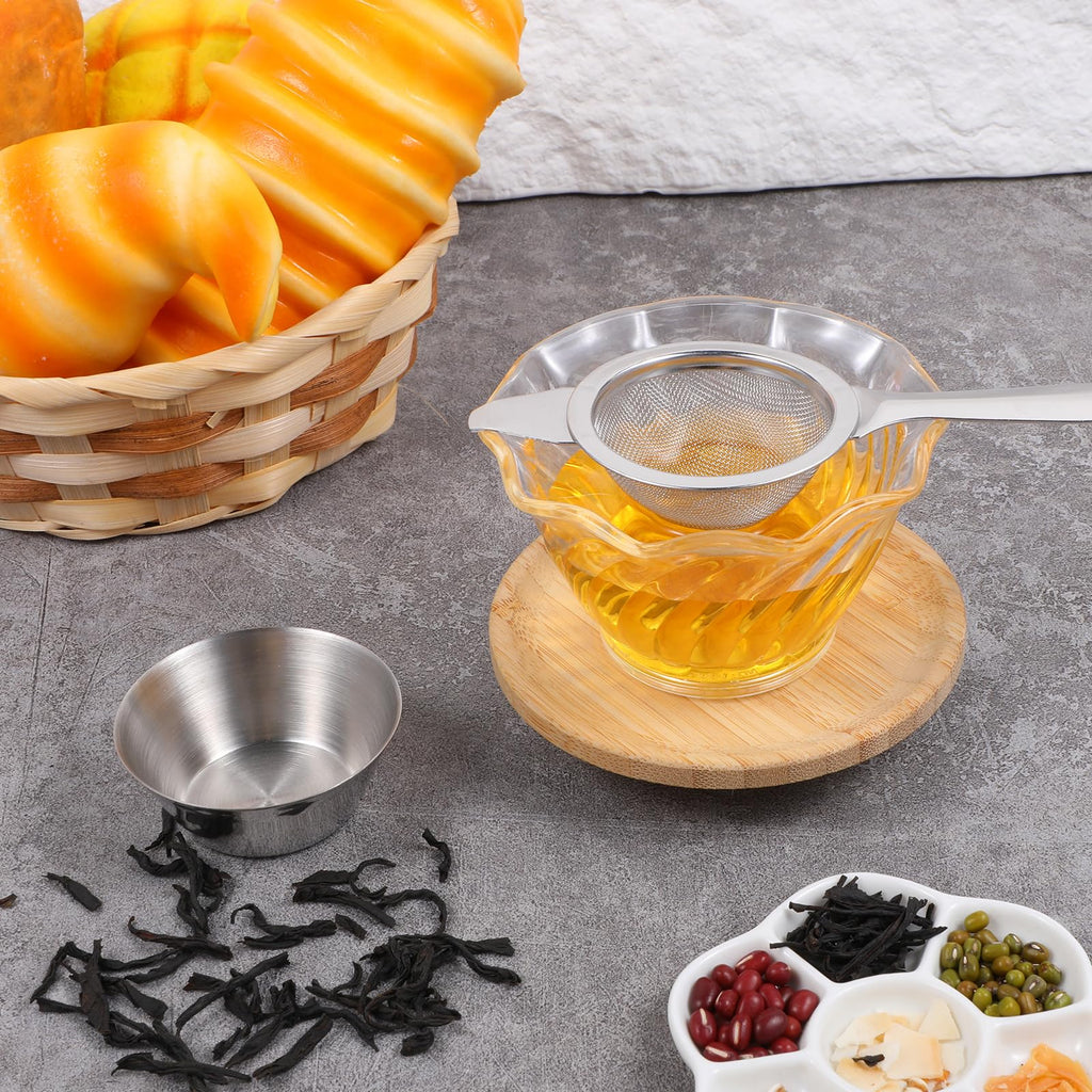 2.2" Matcha Sifter Mini Fine Mesh Strainers Small Tea Strainers Matcha Filter with Handle Metal Sieve Stainless Steel for Cocktail Loose Tea Coffee, Silver
