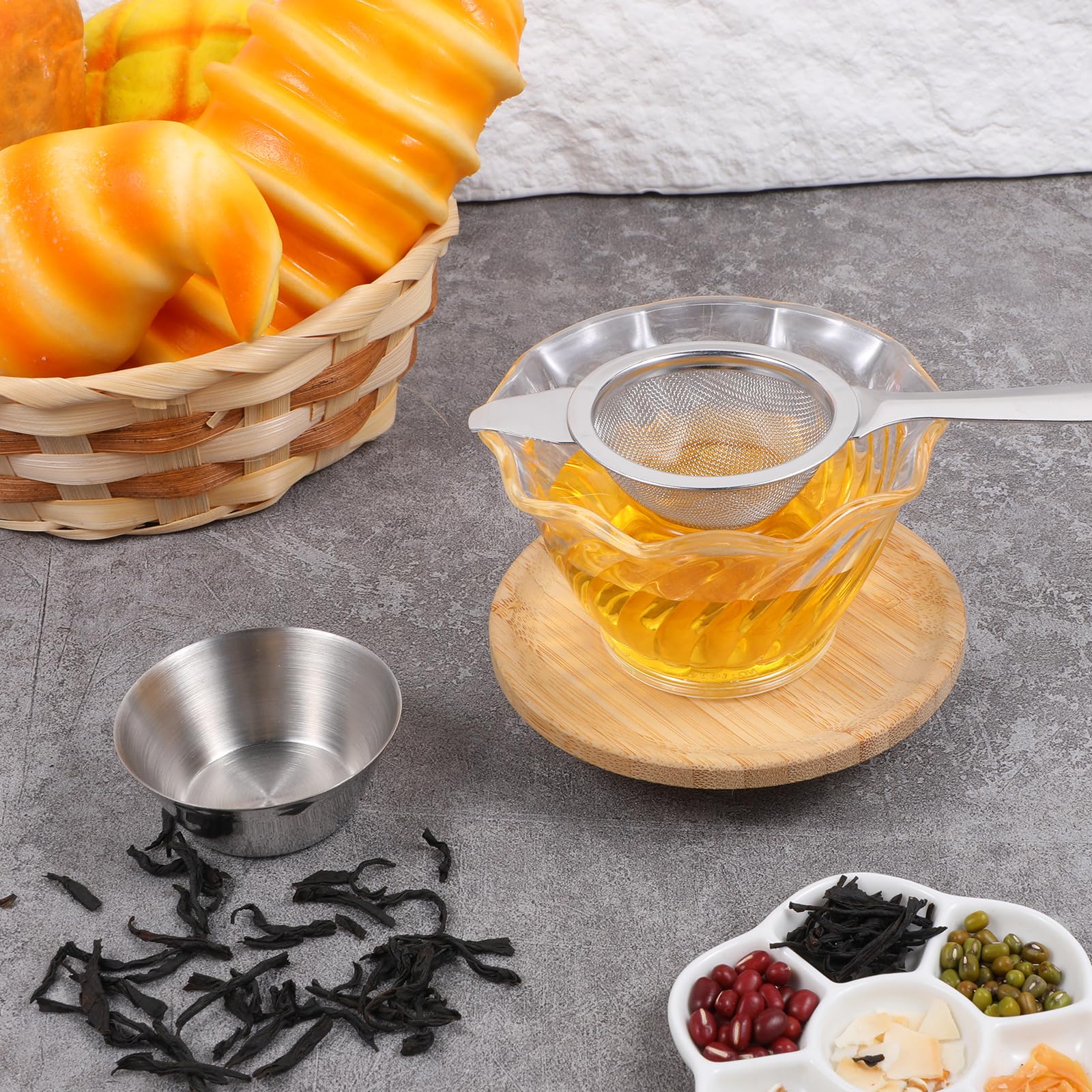 2.2" Matcha Sifter Mini Fine Mesh Strainers Small Tea Strainers Matcha Filter with Handle Metal Sieve Stainless Steel for Cocktail Loose Tea Coffee, Silver