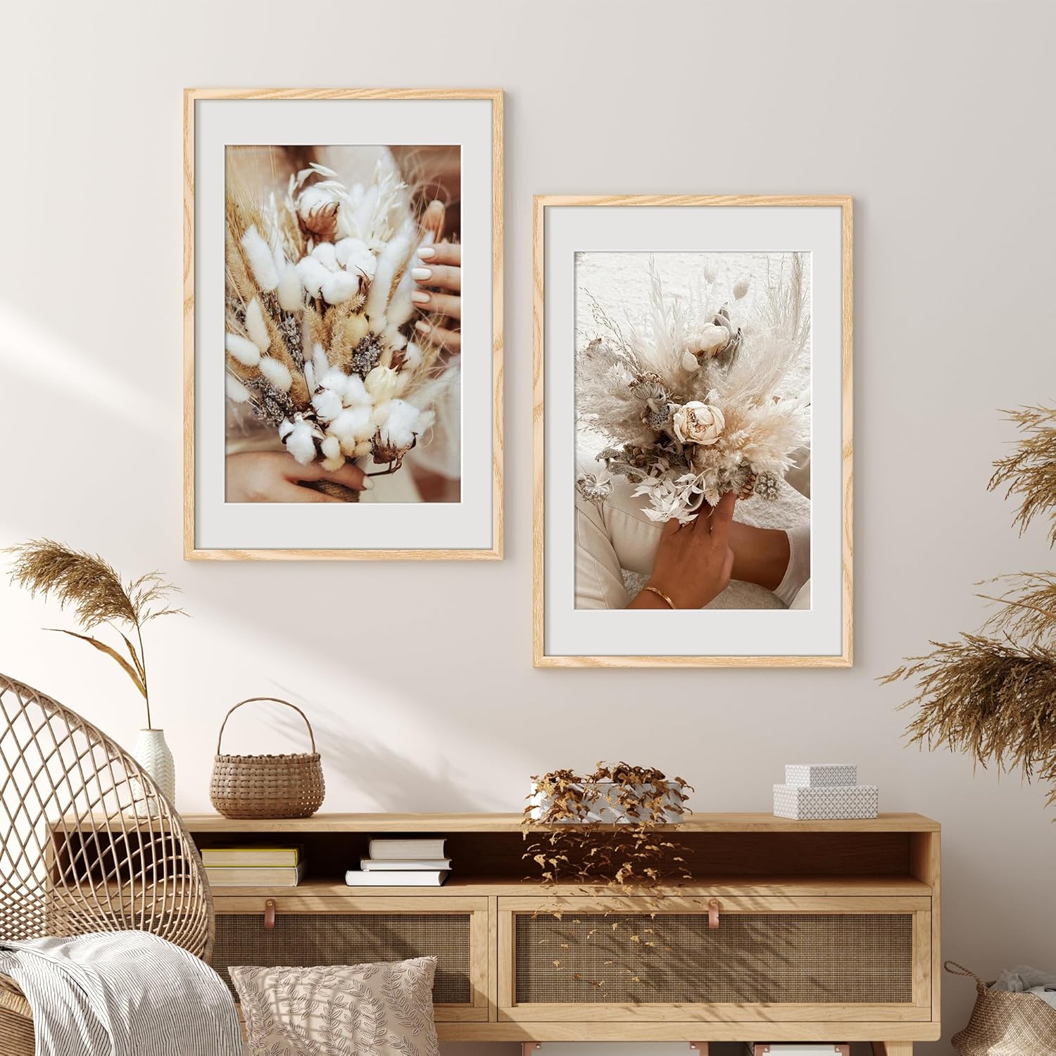 Upsimples 20x30 Poster Frame - Versatile Display for 16x24 Pictures with Mat or 20x30 Without Mat | Natural Finish