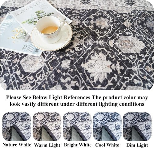 Hallway Runner Rug - 2x8 Washable Oriental Design | Stain Resistant, Ultra Soft, Non-Slip Black Mat