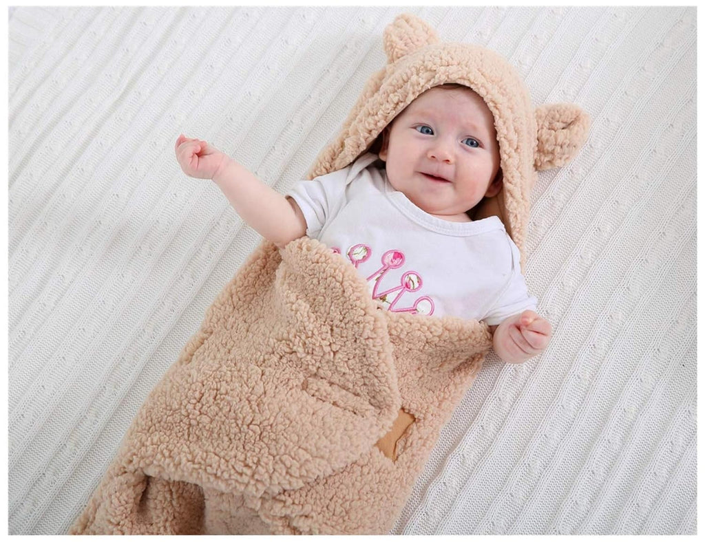 XMWEALTHY Plush Swaddle Blanket for Newborns | Soft Brown Baby Blanket for Comfort