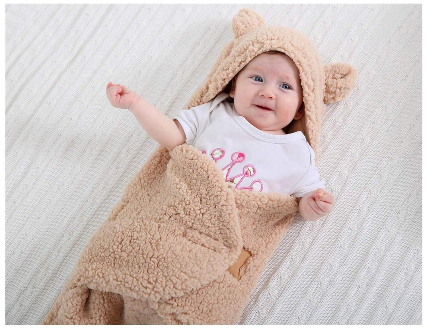 XMWEALTHY Plush Swaddle Blanket for Newborns | Soft Brown Baby Blanket for Comfort