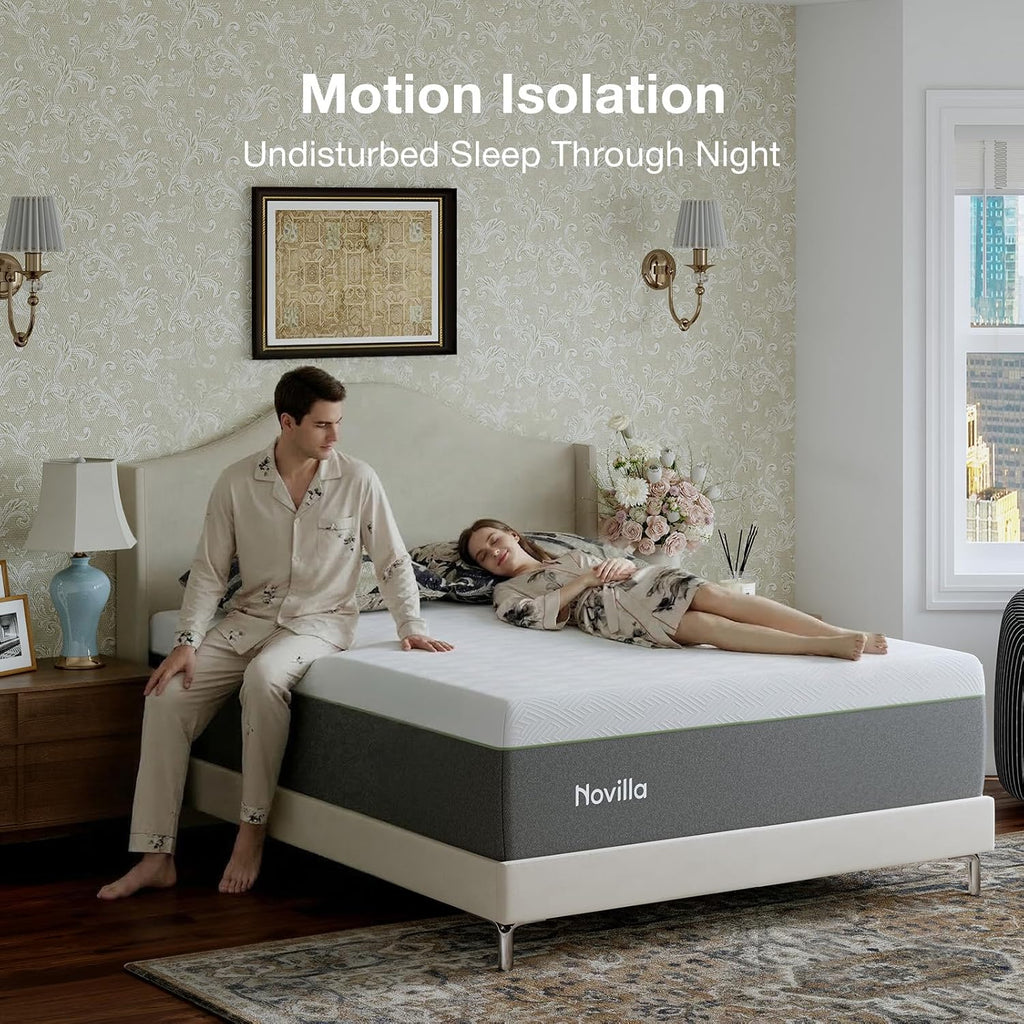 Novilla Bliss Green Tea Full Mattress - 12 Inch Gel Memory Foam for Hot Sleepers | Cool Comfort & Back Pain Relief