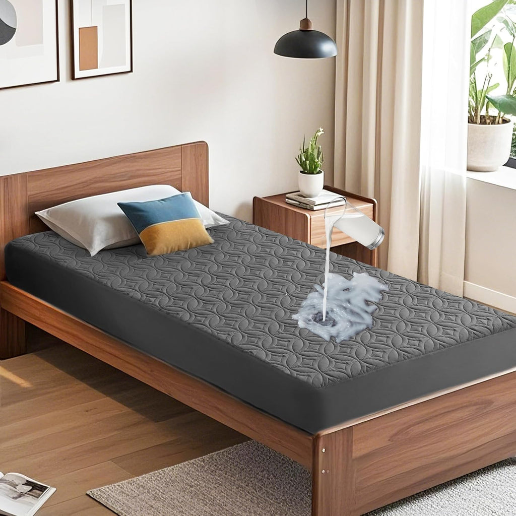 BEDLORE Waterproof Mattress Protector - Twin XL Deep Pocket Pad (6"-15" Depth) | Soft, Breathable, Dirt-Proof Cover (Gray)