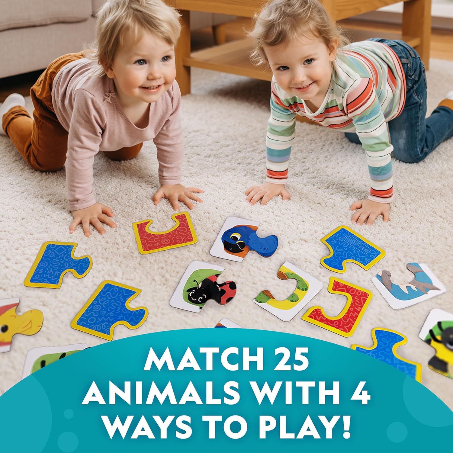 National Geographic Kids Animal Puzzle Games - 50 Matching Cards for Fun Early Learning | Portable Game Set