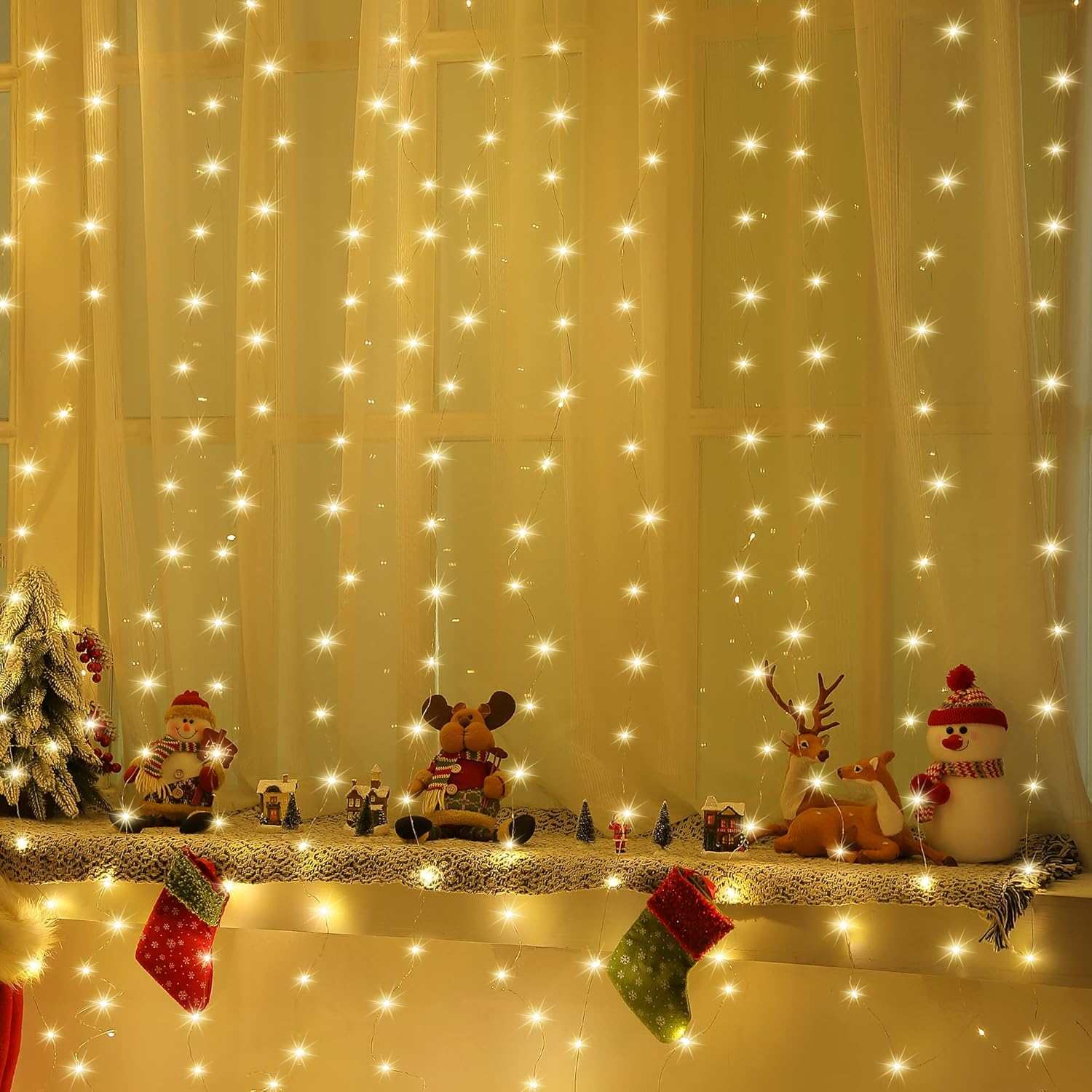 Meonum Curtain Tapestry Fairy String Lights - 13 Strings, 6.6 x 5 Ft, 8 Modes for Bedroom Decor