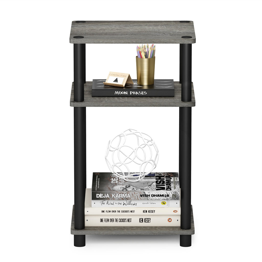 Furinno JUST Side Table, 3-Tier End Table, Open Shelves Night Stand, Bedside Table, Toolless Assembly, for Living Room, Bedroom, Bathroom, French Oak