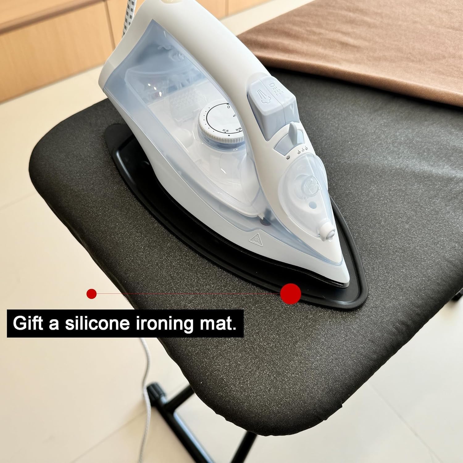 Skiennix Foldable Adjustable Height Ironing Board - Lightweight & Durable with Heat-Resistant Cover