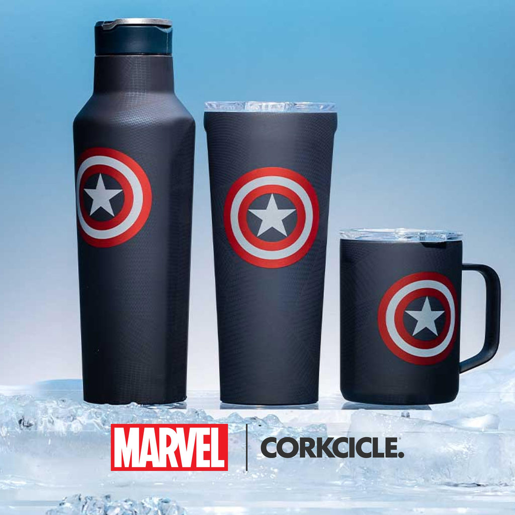 Corkcicle Stemless Insulated Wine Glass Tumbler - Keeps Beverages Cold 6 Hours & Hot 3 Hours - Stainless Steel - Easy-Grip - Summer Drinkware Gift - Keeps Drinks Ice Cold - 12 oz - Captain America