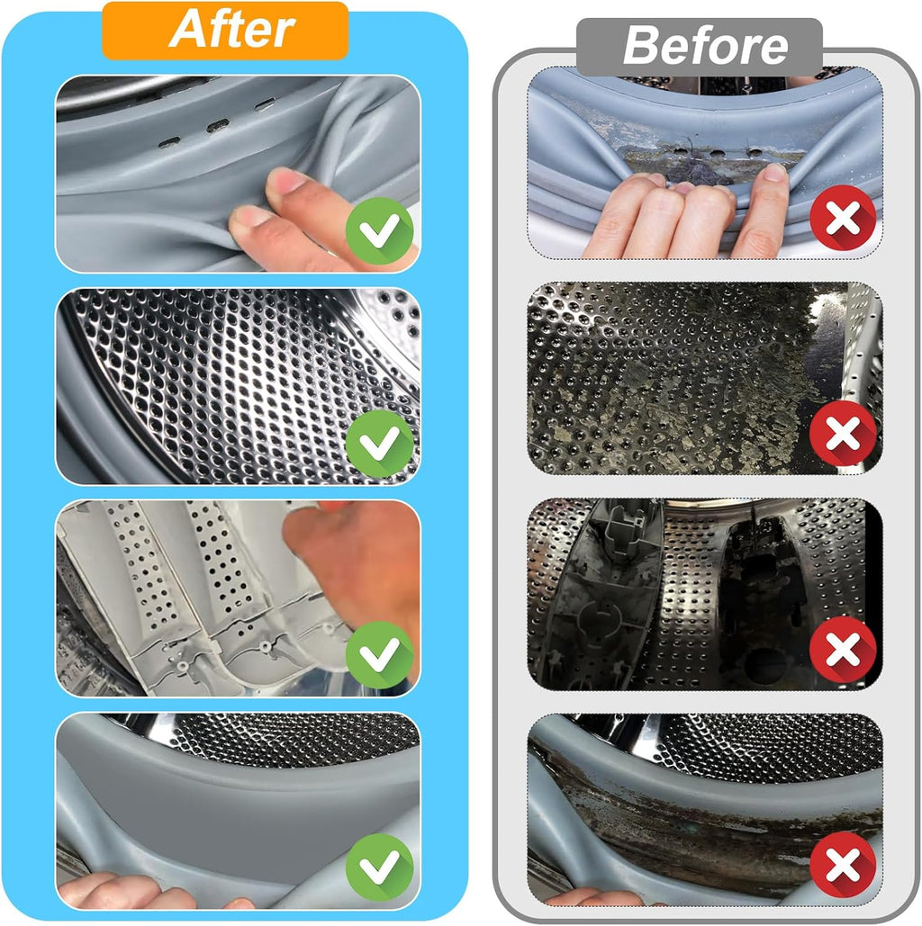 Palksky Washing Machine Cleaning Brush Set - 1 Drum Slot & 5 Crevice Brushes for Front Load Washers