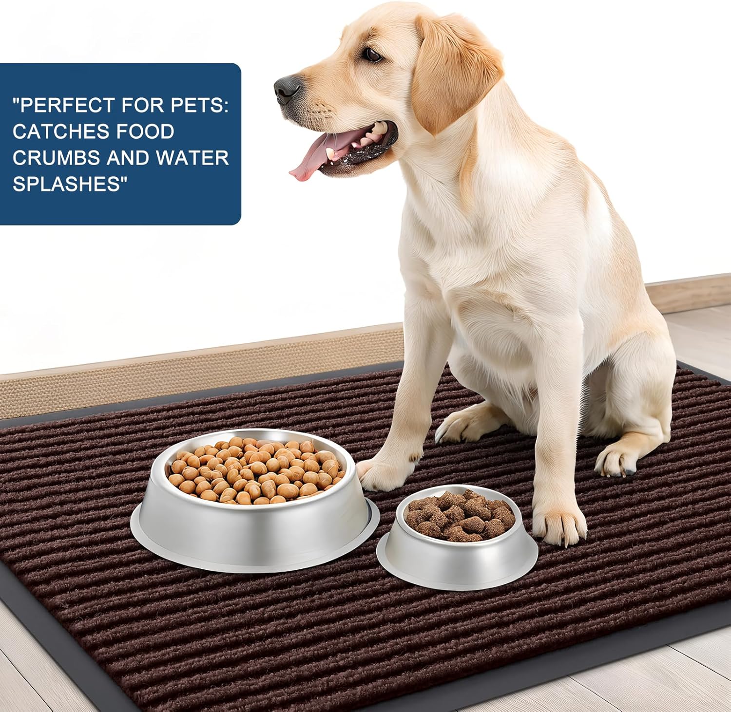 OLANLY Heavy Duty Waterproof Front Door Mat - 2-Pack 29.5 x 17 Inch, Fade Resistant, Easy Clean, Brown