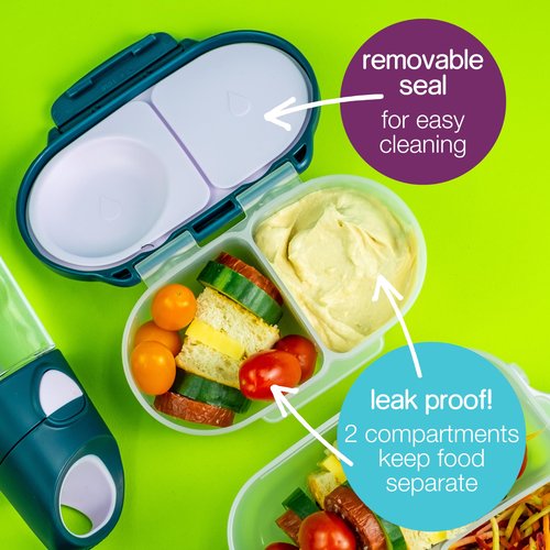 b.box Snack Box - Leakproof Mini Bento Box for Kids & Toddlers, 2 Compartment Snack Containers for Kids, Lunch Containers, Dishwasher Safe, BPA Free, PFAS Free, Ages 4m+, 1 3/4 Cup - Blush Crush