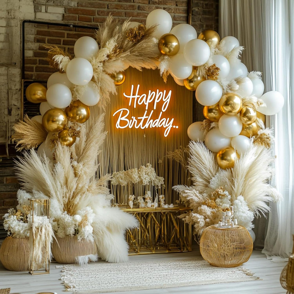 PartyWoo Balloon Arch Kit - 152pcs White & Gold Balloons for Baby Showers, Weddings & Birthdays | 18", 12", 10", 5" Sizes
