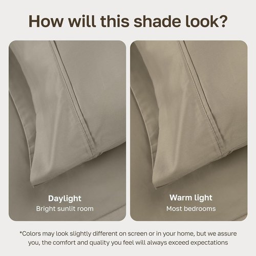 California Design Den Queen Size Bed Sheets Set - 100% Cotton, 400 TC, Silky Smooth Sateen, Deep Pockets - Taupe