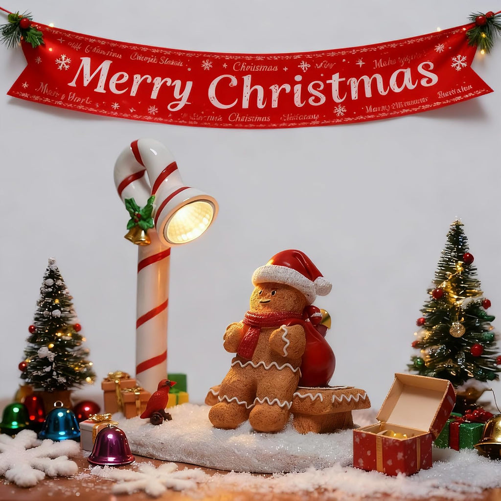 Skiennix Christmas Gingerbread Man Figurines - Cute Indoor Home Decor for Table Top Centerpiece