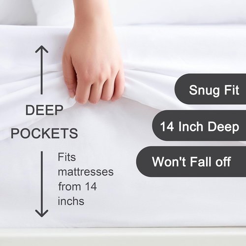 Hotella 100% Microfiber Fitted Sheet - Ultra Soft Queen Size 60"x80" | Deep Pocket, Machine Washable, White