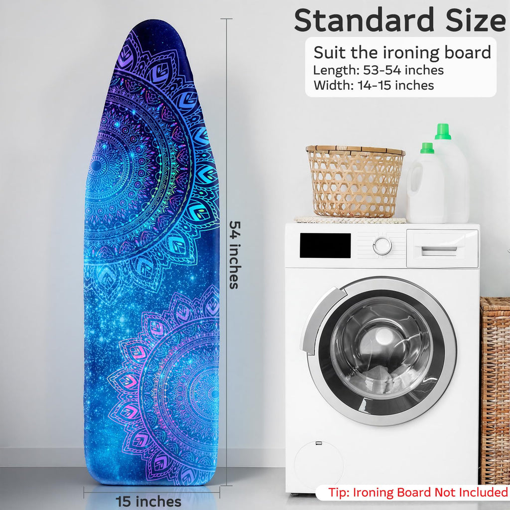 FIOBEE Ironing Board Cover and Pad Extra Thick Iron Board Pad with Heat-Resistant Mesh Padded Iron Board Covers Adjustable Buckle & Elastic Edges for 15x54 Standard Size (Ironing Board Not Included)