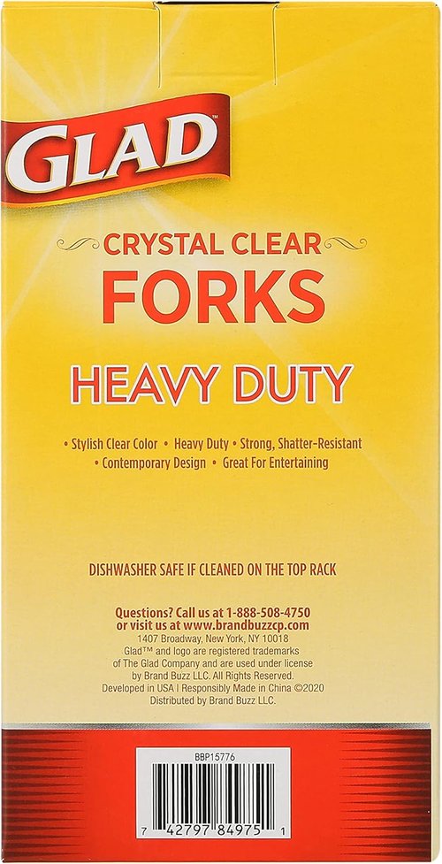 Glad Crystal Clear Heavy Duty Forks - 24 Count Strong Disposable Plastic Forks for Daily Use