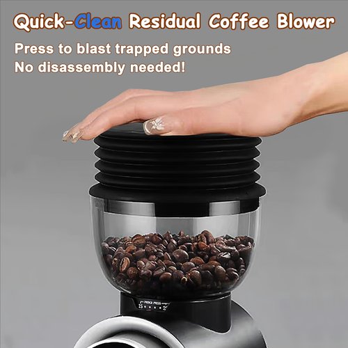 KITfanz Electric Conical Burr Coffee Bean Grinder with 25 Precise Settings, Touchscreen Adjustable Electric Burr Mill with LED Screen, Organ-Style Powder Blower (Anti-static)