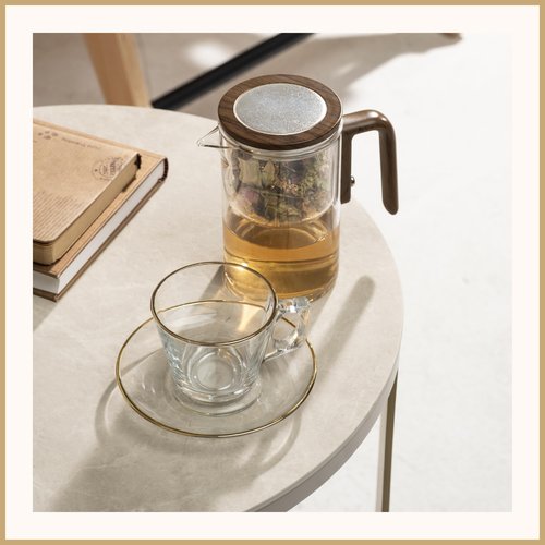 WOLTBLOOM Enchanti Tea Pot - Modern Glass Infuser Teapot - Water Separation Magic Teapot with Heat-Resistant Handle - Elegant Gift Box & Writable Card - Perfect for Loose Leaf Tea - 600 ML (20oz)
