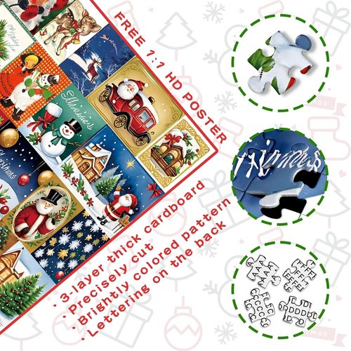 Lihome Advent Calendar Puzzle 2024 - 1008 Pieces Christmas Countdown Jigsaw Game for Family Fun