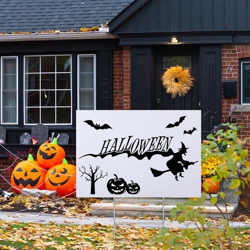 Leinuosen 10 Sets Blank Corrugated Plastic Yard Signs - 24 x 36 Inch White H Stakes for Events & Sales