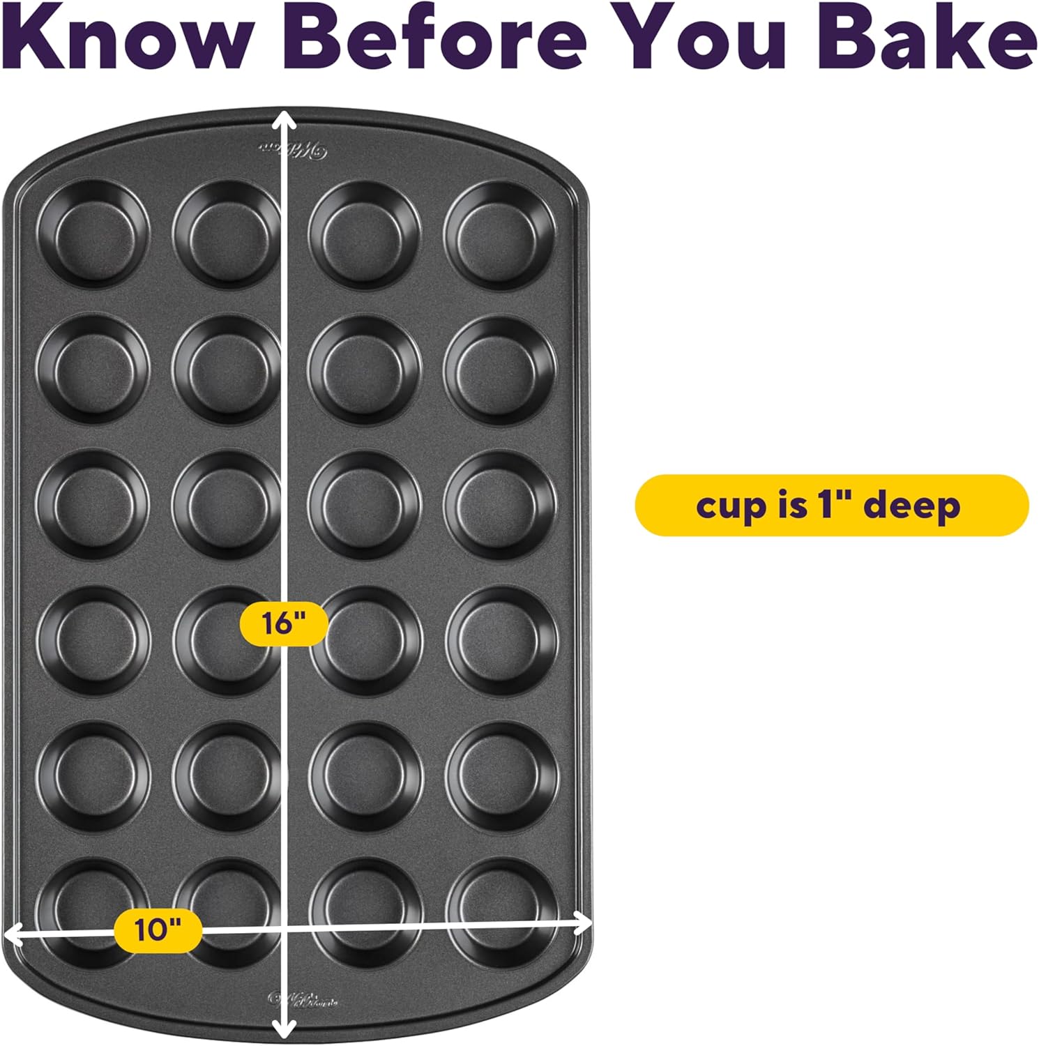 Wilton Gold Non-Stick Mini Muffin Pan | PFAS-Free Bakeware for Perfect Cupcakes & Muffins - 24 Cups, 16 x 10 x 1 Inch