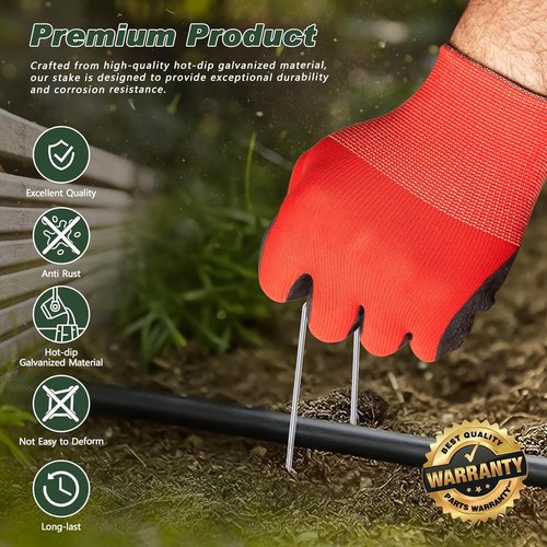Feed Garden 4 Inch Galvanized Landscape Staples - 50 Pack Anti-Rust Garden Stakes for Weed Barrier Fabric