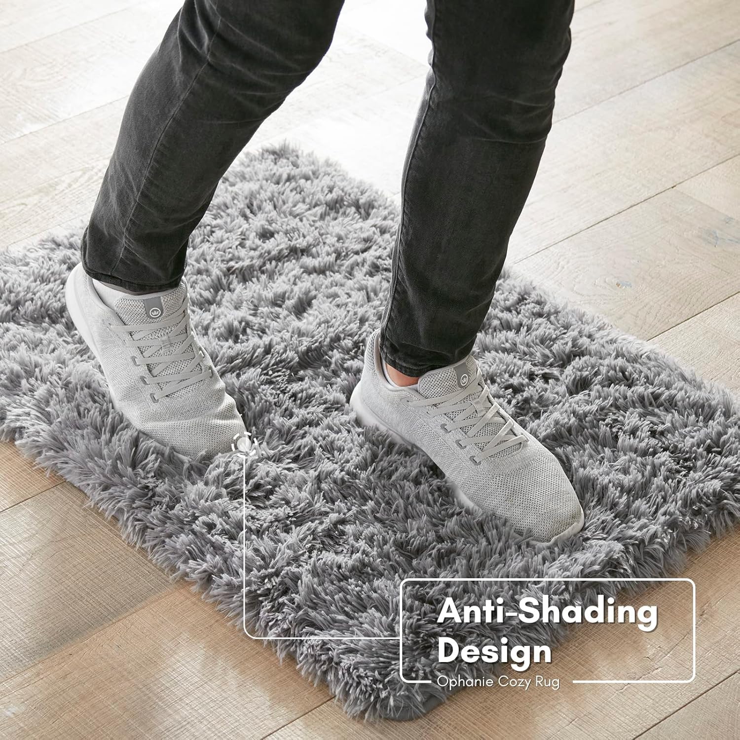 Ophanie 2x3 Light Grey Fluffy Rug - Comfy Soft Plush Shag Carpet | Non-Slip Indoor Floor Decor