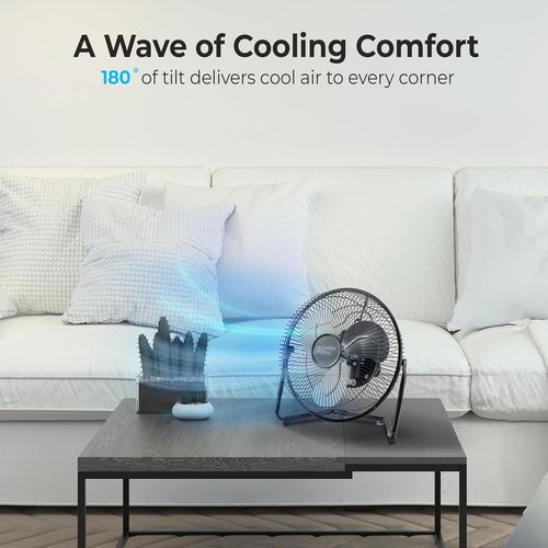 Comfort Zone High-Velocity Desk Fan - 9-Inch All-Metal Turbo Air Circulator | Quiet 3-Speed with 180° Tilt