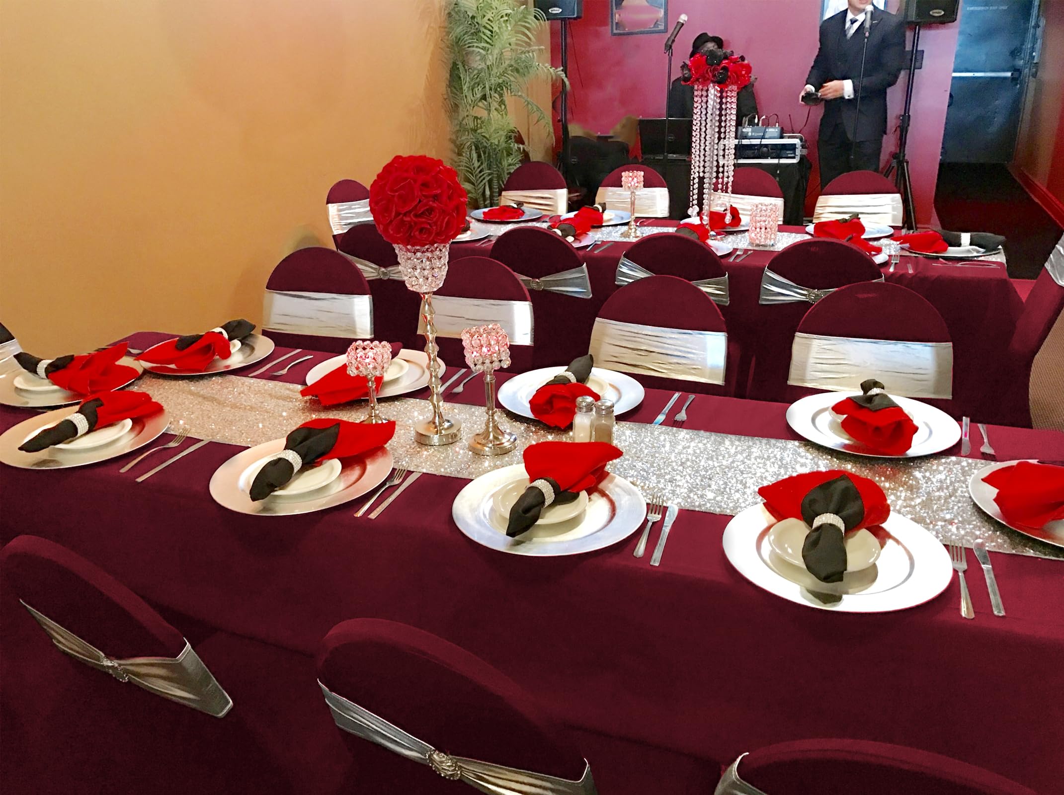 8 Pack Rectangle Tablecloth 90 x 156 inch Burgundy Polyester Table Cloth for 8 Feet Tables,Washable Fabric Stain and Wrinkle Resistant Table Cover Table Clothes for Wedding Parties Banquet Kitchen