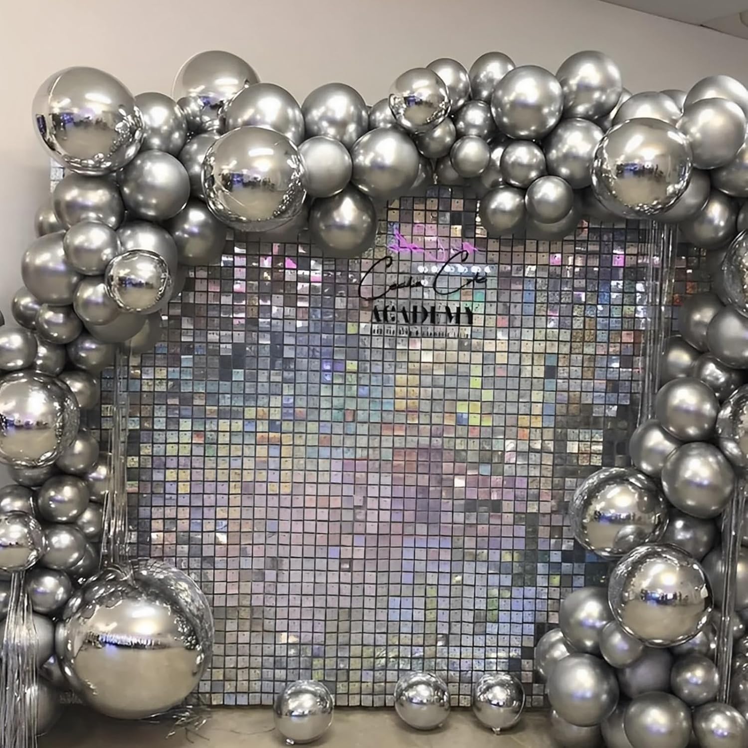 Voircoloria 110pcs Metallic Silver Balloons - 12 Inch Chrome Latex for Weddings, Birthdays & Celebrations