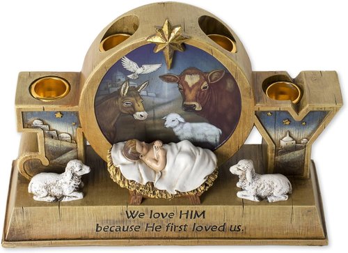 Joseph's Studio Advent Babe Candle Holder - 7" Home Décor for Christmas | Devout Gift & Prayerful Inspiration