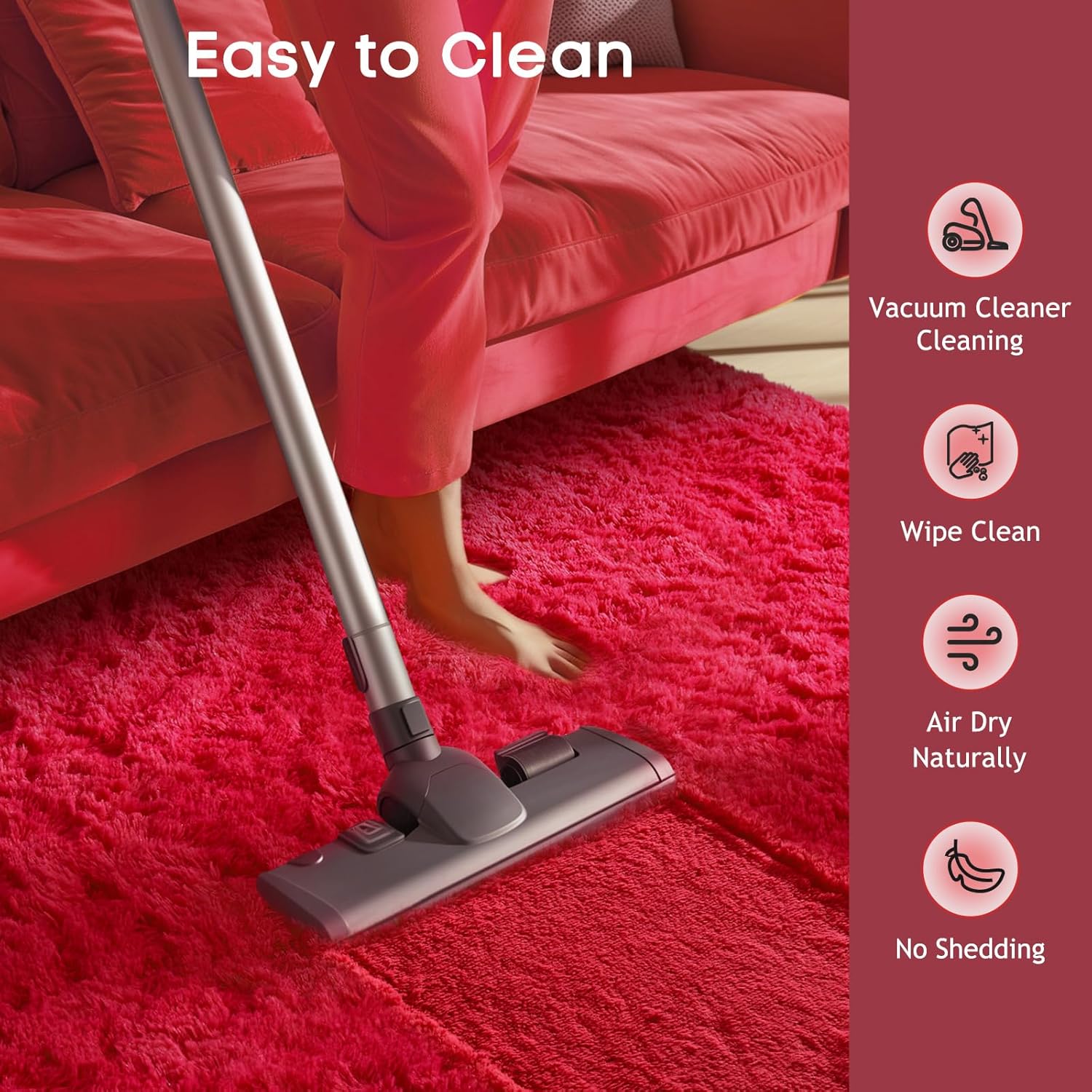 Ophanie Red Area Rug - Plush Soft Shaggy Carpet for Bedroom & Living Room | 4x6 Indoor Floor Decor