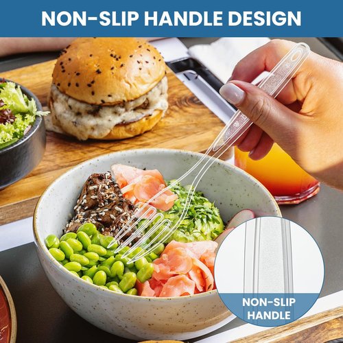 Clear Plastic Utensils - 360 Heavy-Duty Disposable Forks for Parties | Bulk Silverware