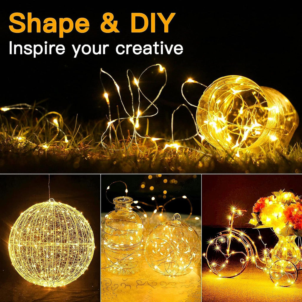Skiennix 6 Pack Fairy Lights - Battery Operated 20 LED Mini String Lights | Warm White Silver Wire for Weddings & Parties