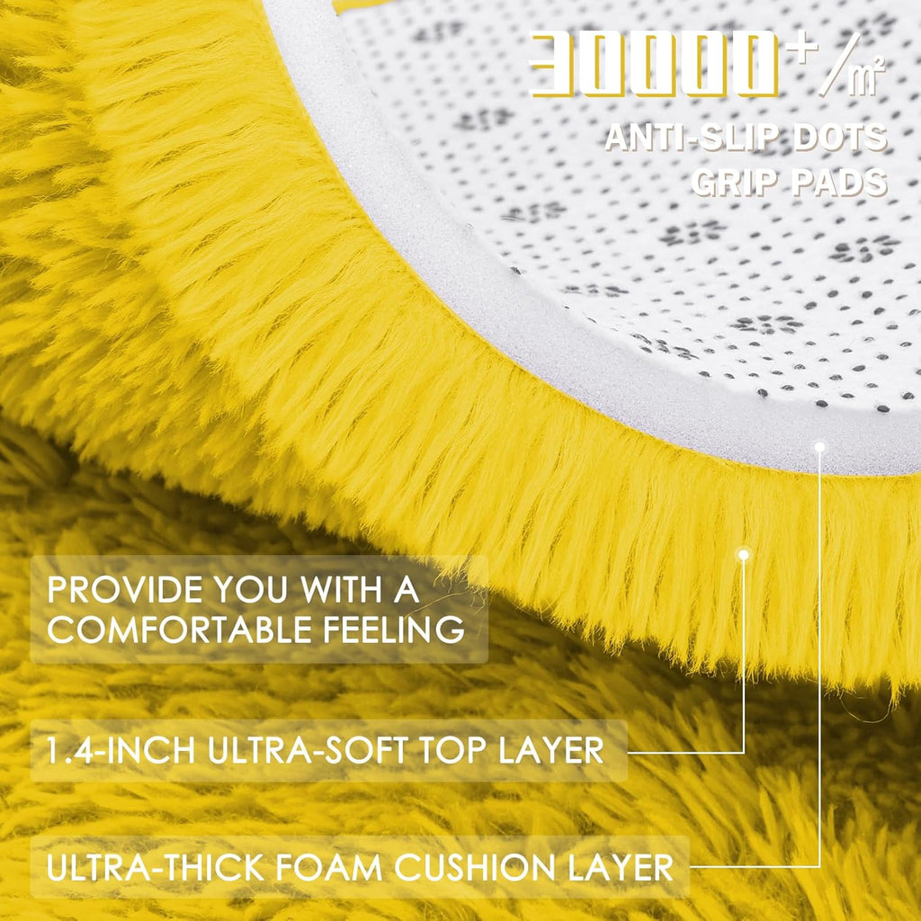 OLANLY Yellow Round Rug - Soft & Fluffy 3 ft Circle Area Rug for Bedroom, Living Room & Nursery Decor