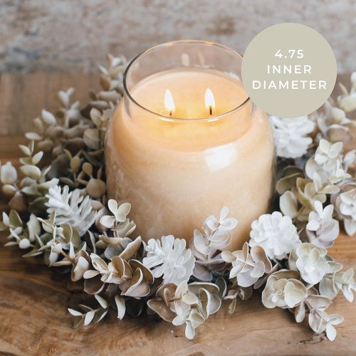 A Cheerful Giver Candle Ring - Ashen Leaves & Succulents | Fall Floral Decor