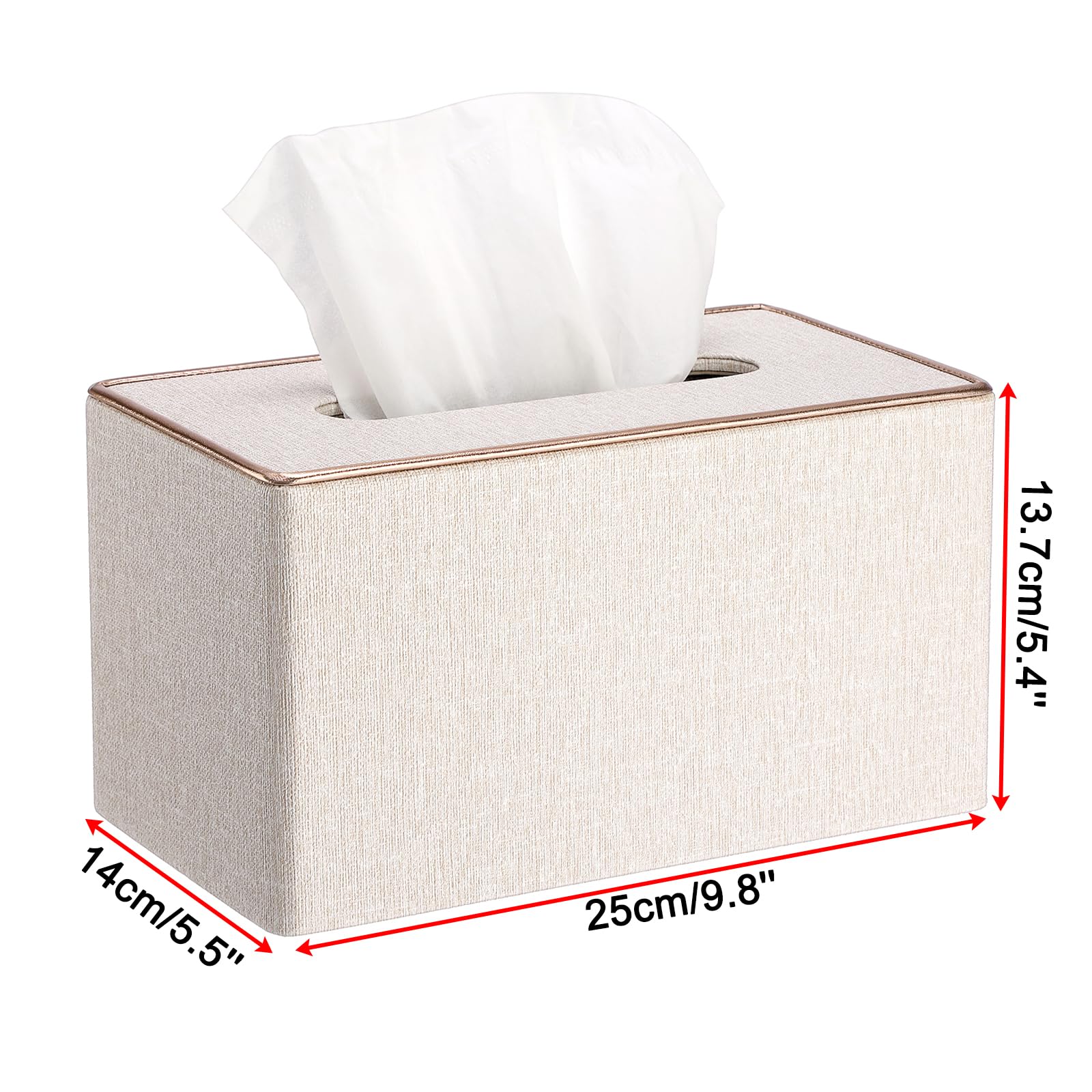 Sumnacon Rectangular Linen Tissue Box Cover - Stylish Tissue Box Holder with Magnetic Bottom, Decorative Tissue Box for Bathroom Toilet Vanity Night Stand Table Countertop Office, Beige Linen Texture