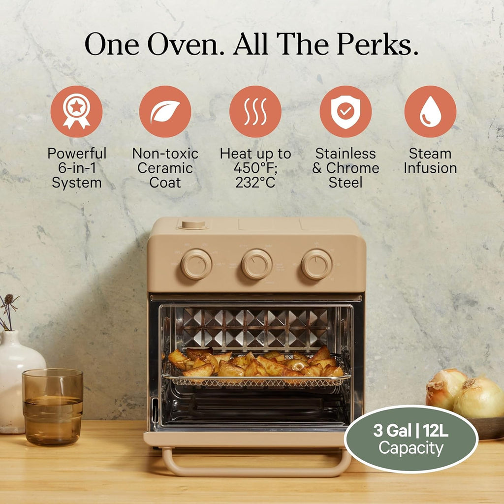 Our Place Wonder Oven - 6-in-1 Air Fryer & Toaster Oven with Steam Infusion | Nonstick Ceramic Bakeware Set (Round, Square & Muffin Pan)