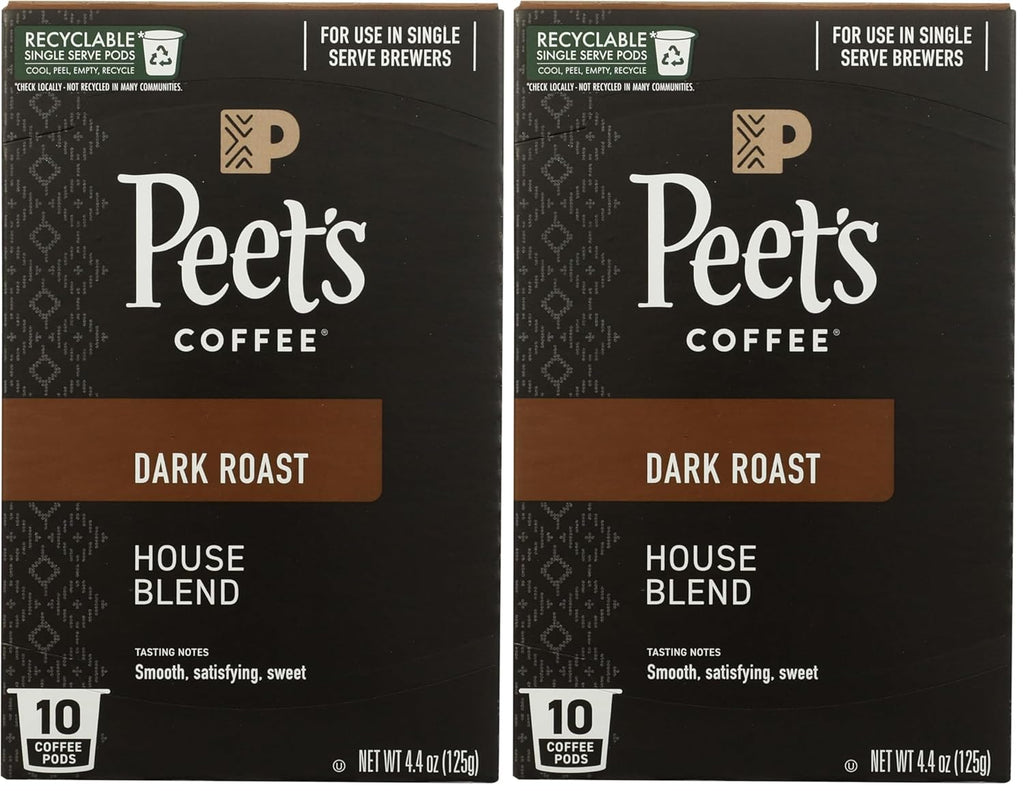 Peet's Coffee House K-Cup Coffee Pods - Dark Roast for Keurig Brewers | 10 Pods (Pack of 2)