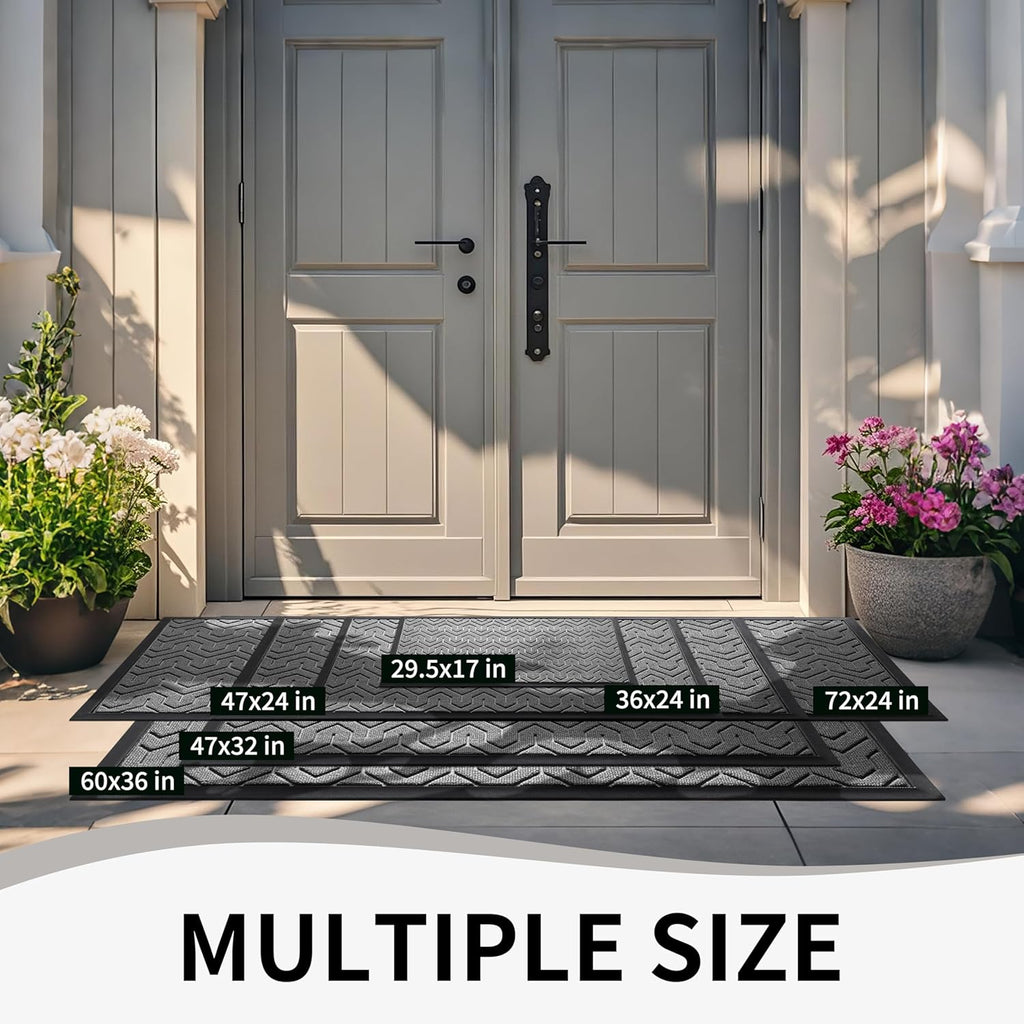 Yimobra Front Door Mat - Waterproof Heavy Duty Non-Slip Rubber | 29.5x17 Inches, Grey