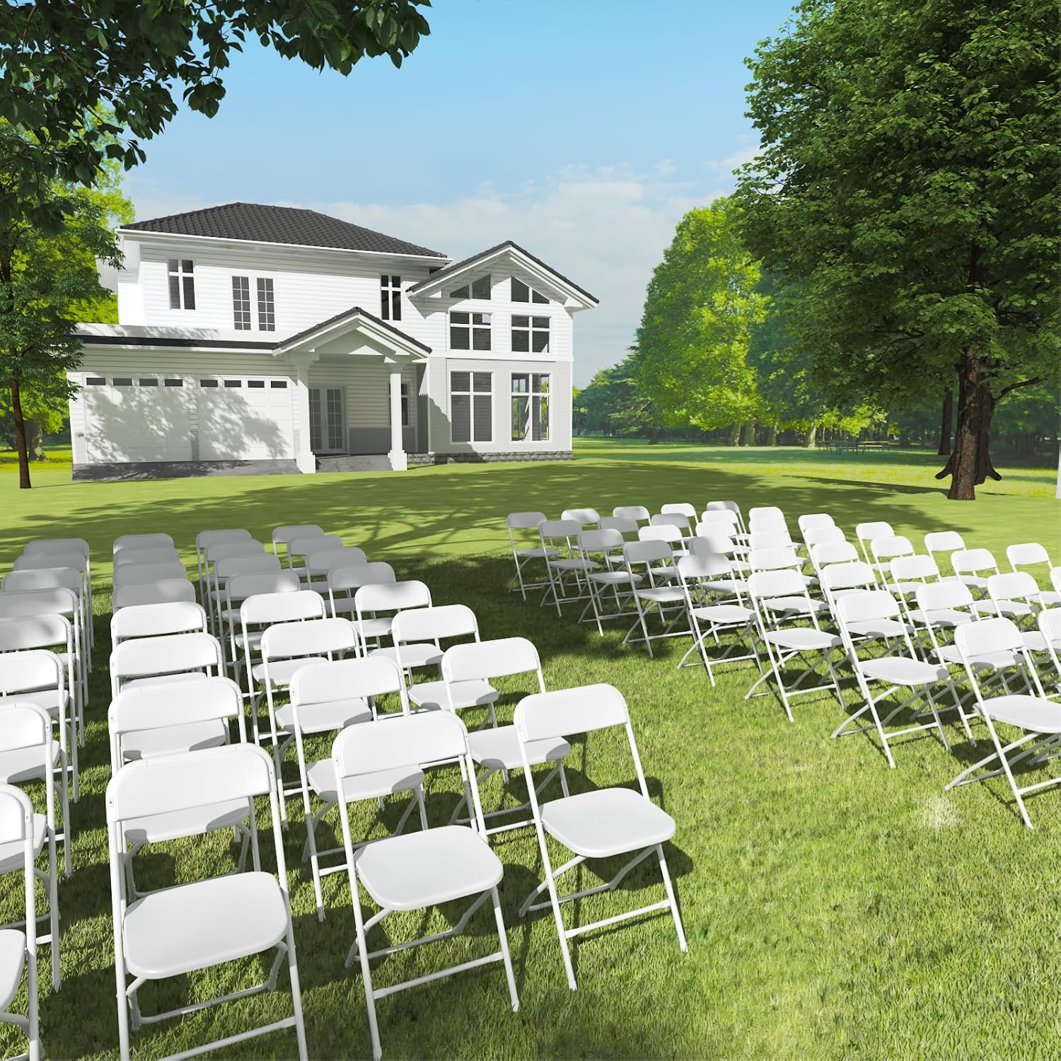 Skiennix 10-Pack White Folding Chairs - Lightweight Portable Design | 350lb Capacity for Events & Parties