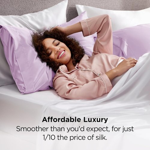 Bedsure King Size Satin Pillowcase Set - Lavender Silky Pillow Cases for Hair & Skin, 20x36 Inches, 2-Pack