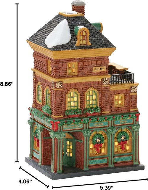 Department 56 Christmas In The City Village - Murphy's Irish Pub Lit Building, 8.86 Inch, Multicolor