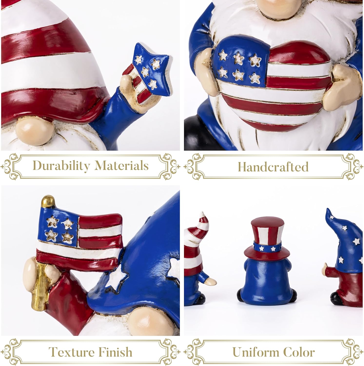 Valery Madelyn 4th of July Gnomes | Medium 3-Piece Patriotic USA Decorations for Home Decor