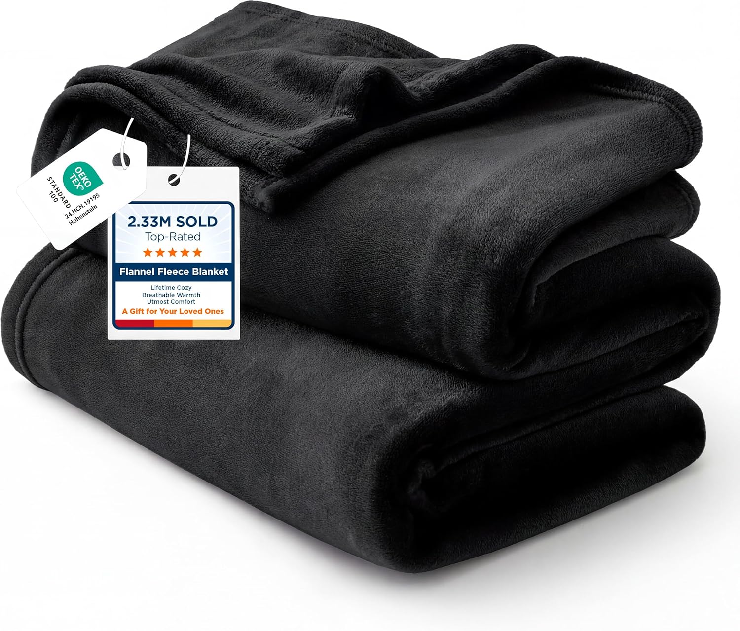 Bedsure GentleSoft Fleece Throw Blanket - XL 300GSM Plush & Cozy Black Blanket for Bed, Sofa, Travel | 50x70 Inches